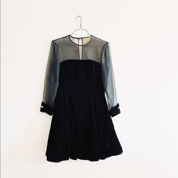 Vintage Dresses & Skirts - Vintage 90s Amanda Taylor velvet & sheer dress